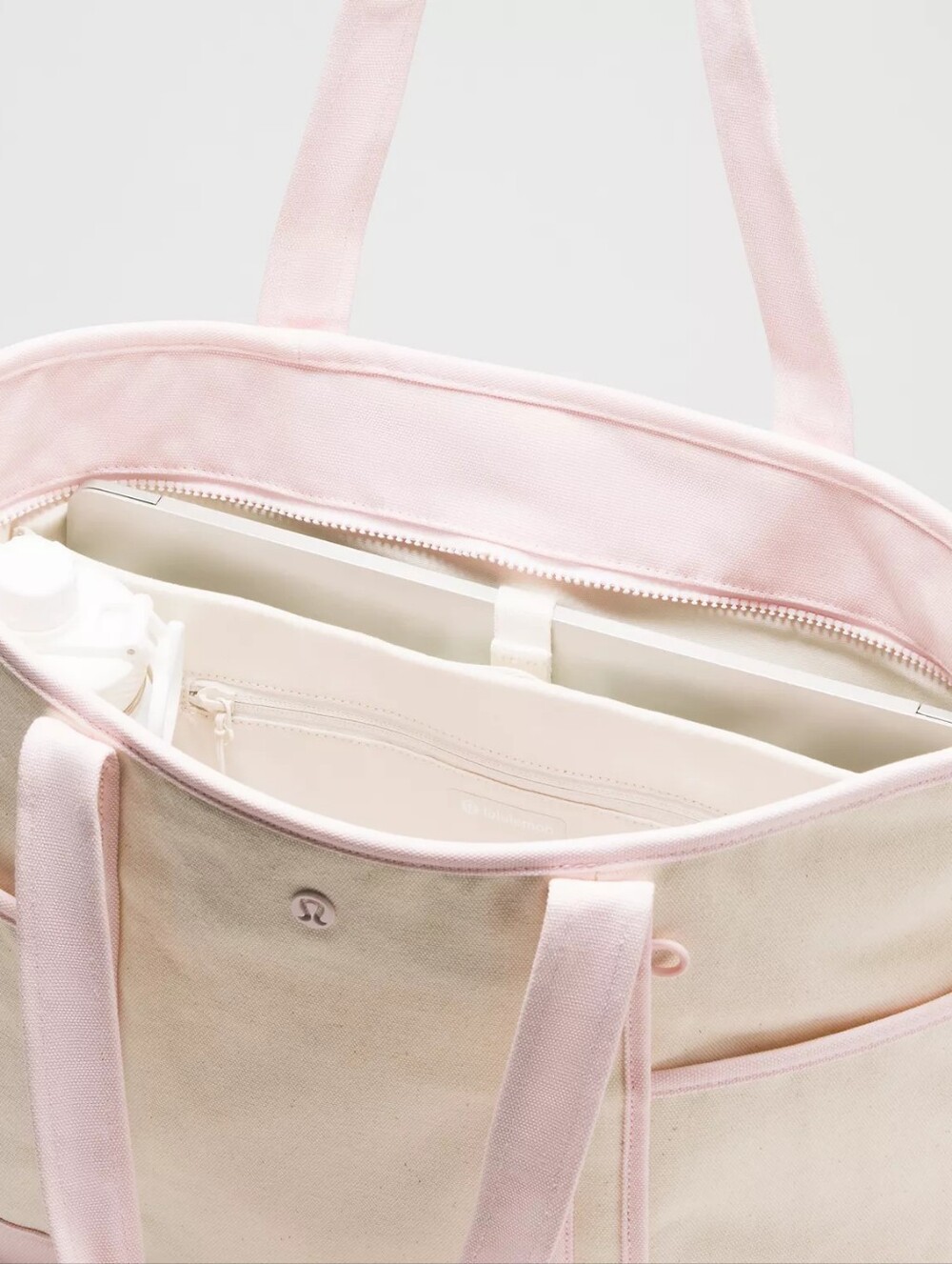 Lululemon Daily Multi-Pocket Zip-Top Tote Bag 18L (Natural/Pink Pearl) - Picture 11 of 12
